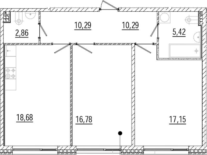 2-комнатная квартира 71.18 м², 4/9 эт., ЖК «Мануфактура James Beck»